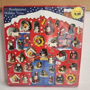 Vintage Woolworths Holiday Trim Christmas Tree Ornaments Handpainted 36 Pc's NOS